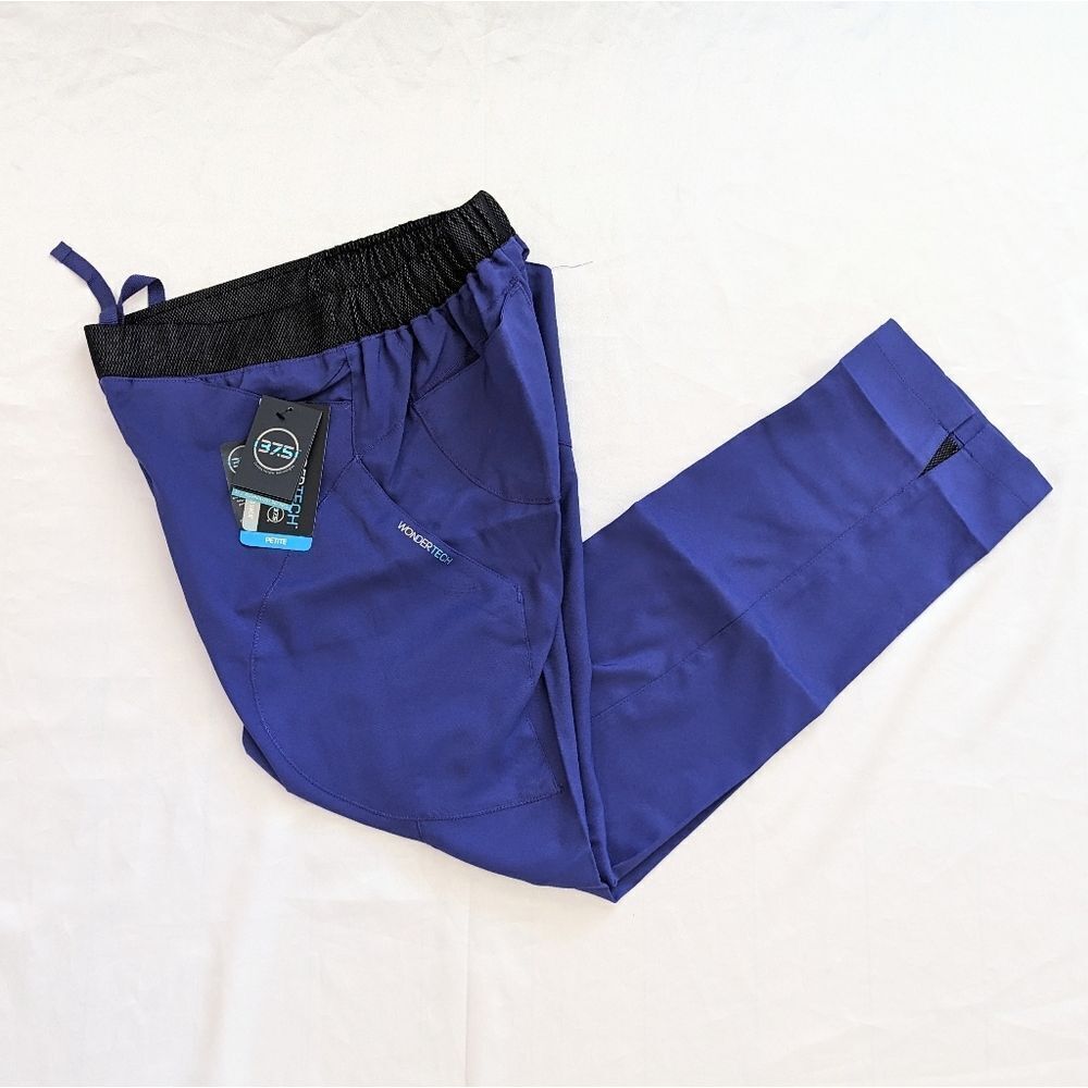 New WonderWink WonderTECH Women's Scrub Pant 6 Pockets Blue XS Petite